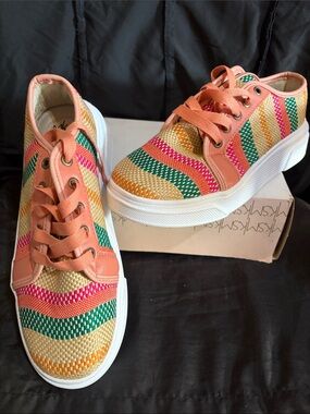 Woven Coral Multicolor Platform Sneakers
